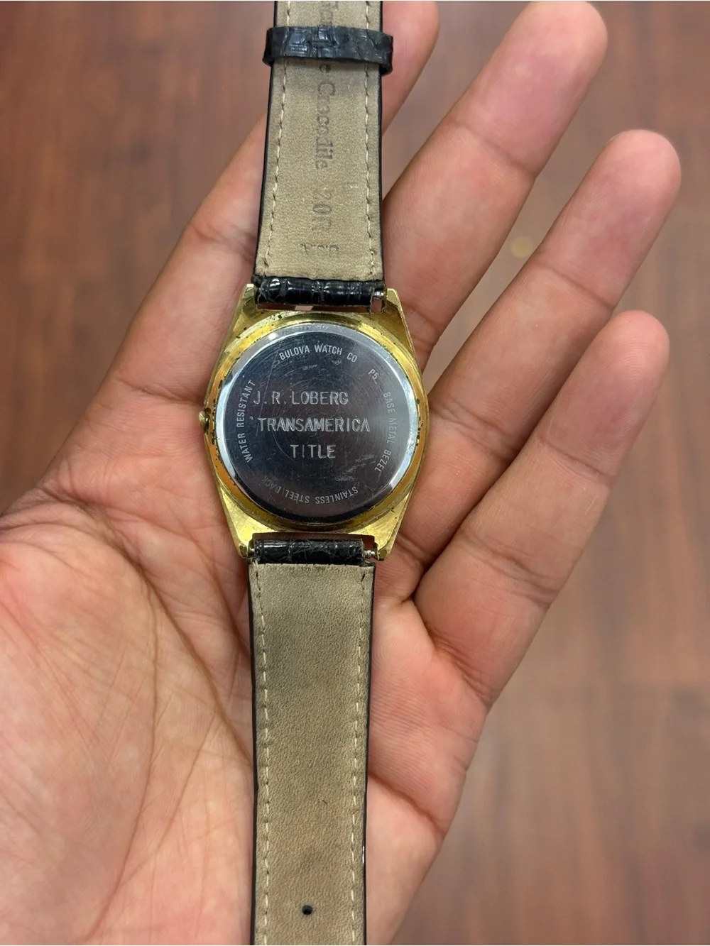 Bulova Accutron vintageSwiss Quartz Watch  Men Gold Tone  Day Date leather strap